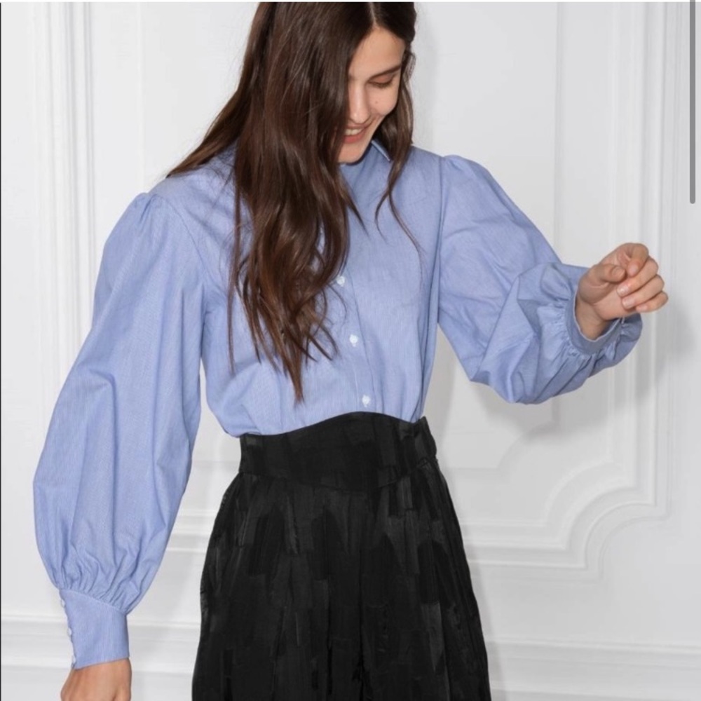 & Other Stories Voluminous Sleeve Blouse in Blue 6